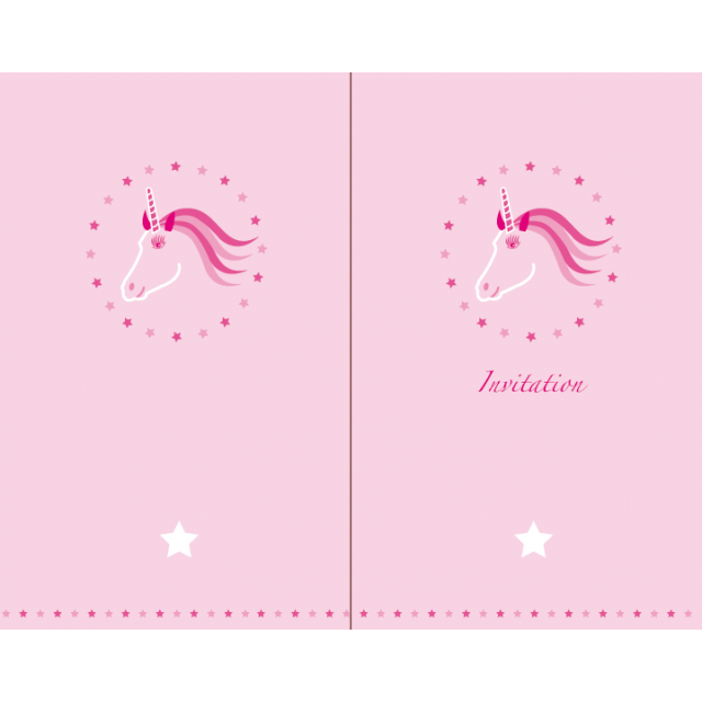 Invitation + enveloppe thème licorne