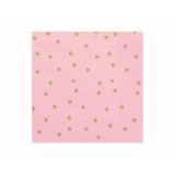 x 20 Serviettes papier rose et étoiles dorées