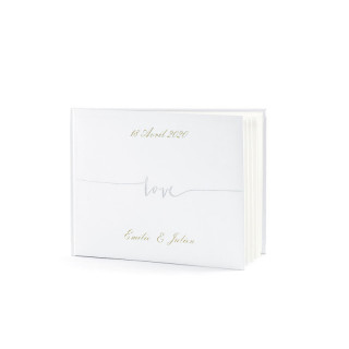 Livre d'or blanc Love argent personnalisé