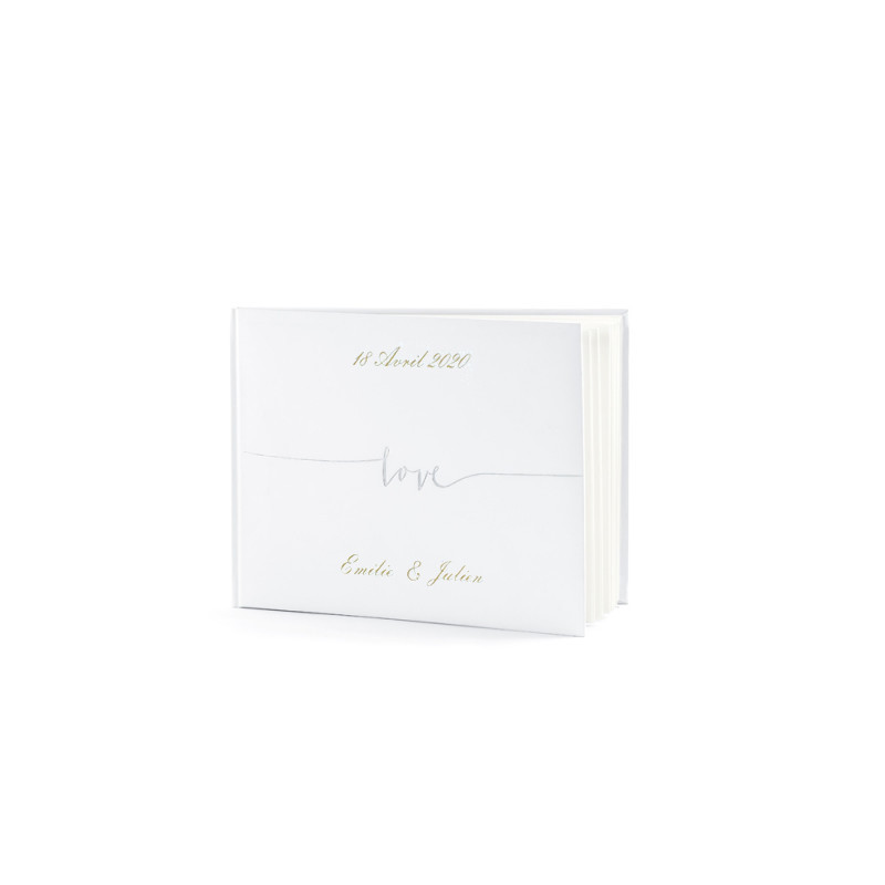 Livre d'or blanc Love argent personnalisé