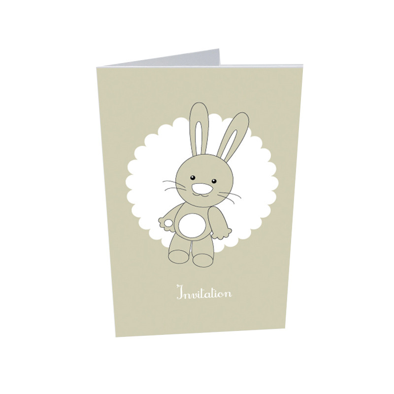 10 x Invitation + enveloppe lapin