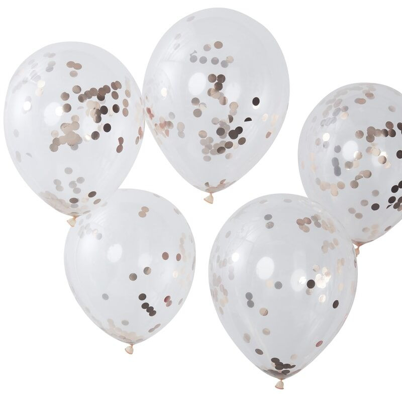 5 Ballons 18 Ans Hello 18 Confettis Rose Gold - Les Bambetises