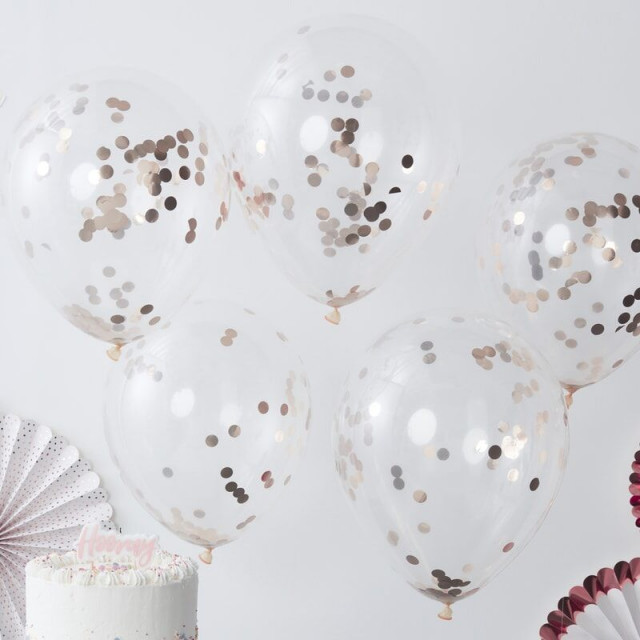 Ballon confettis originaux rose gold x5 - MODERN CONFETTI