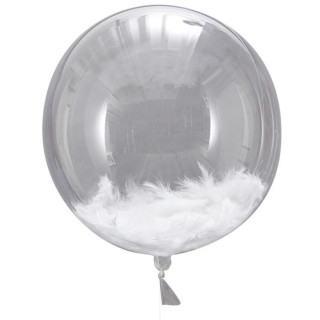 Ballons Transparent & Plume Blanche