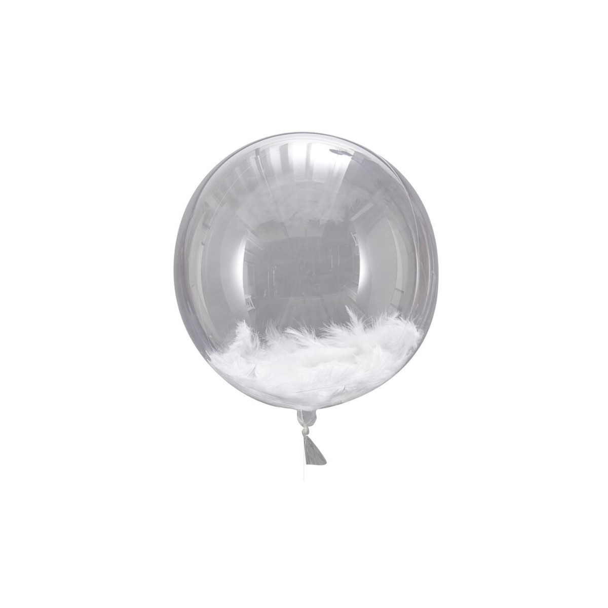 Ballons Transparent & Plume Blanche