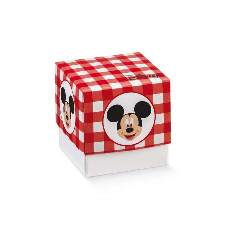 x1 Boite à dragées cube Mickey rouge
