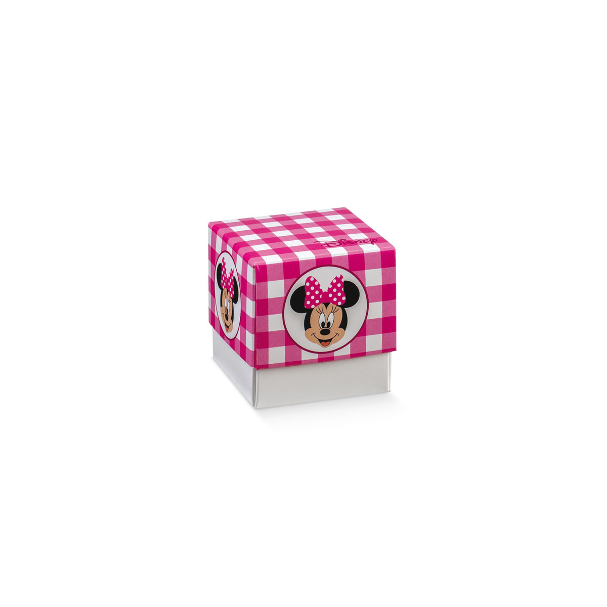 x1 Boite à dragées cube Minnie fuchsia