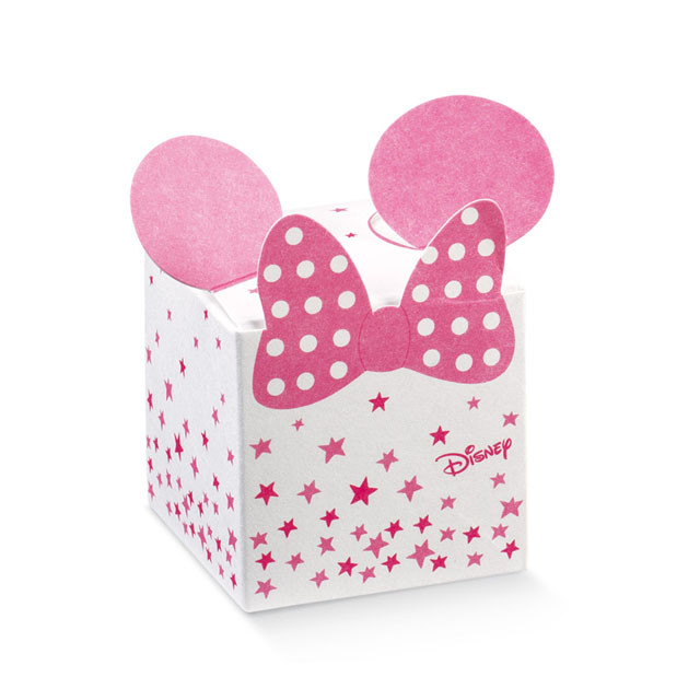 x1 Boite à dragées cube oreille Minnie rose