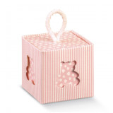 x1 Boite à dragées cube ourson rose