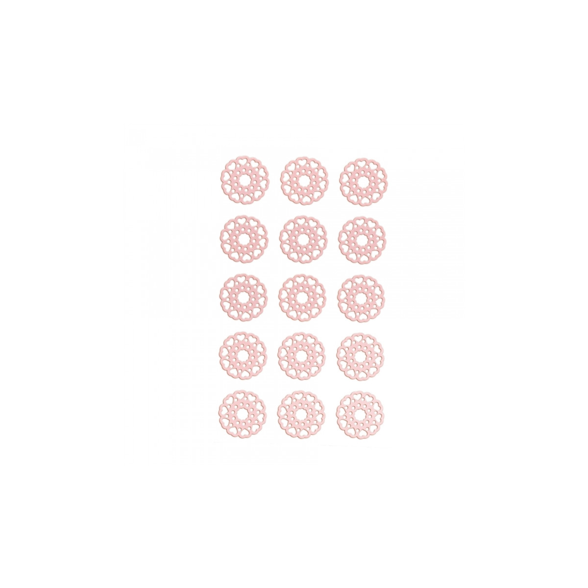 x15 Stickers rond en dentelle rose