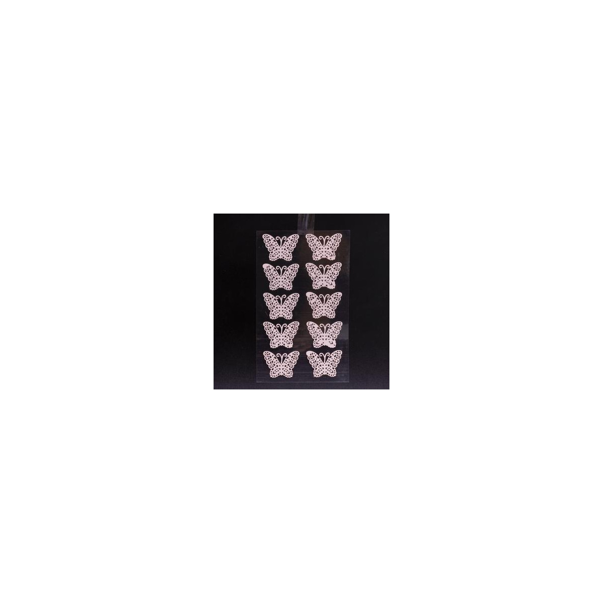 x10 Stickers papillon en dentelle rose