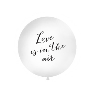 Ballon géant baudruche "Love is in the air" 1m- Blanc et noir