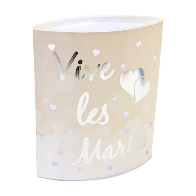 Photophore Led "Vive les mariés" argent