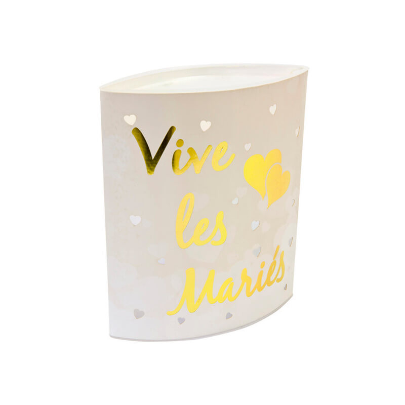 Photophore Led "Vive les mariés" or