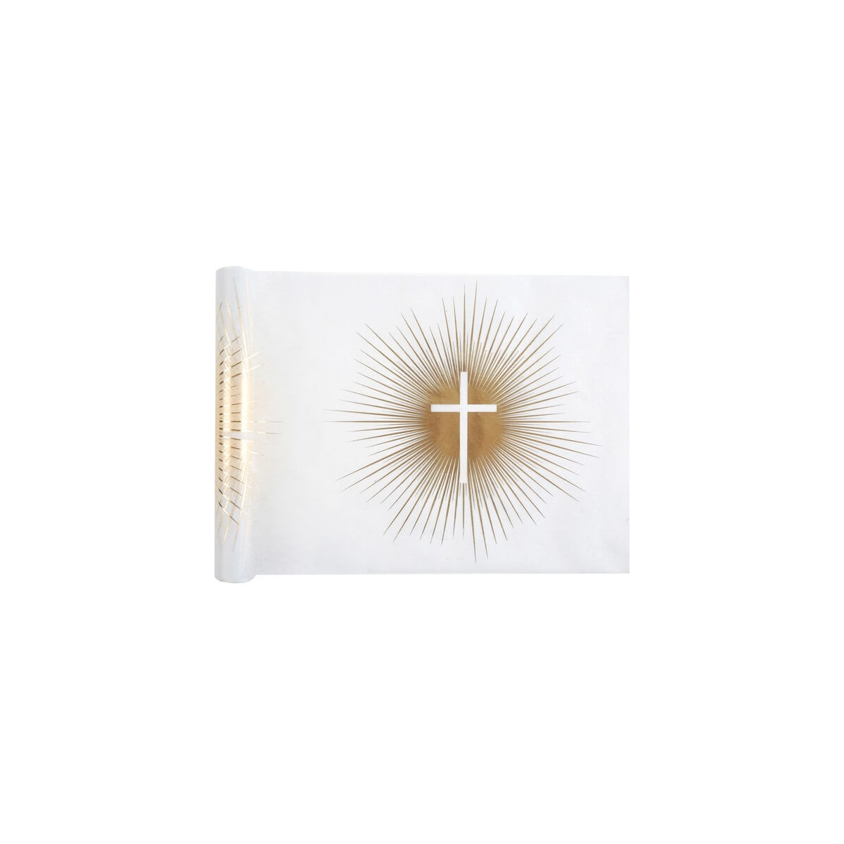 Chemin de Table croix communion blanc et or