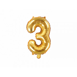 Ballon chiffre 3 or