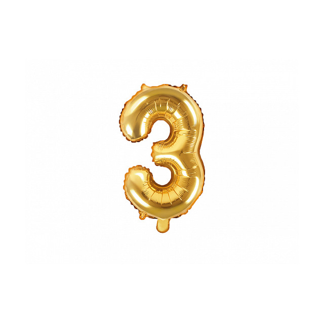 Ballon chiffre 3 or