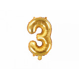 Ballon chiffre 3 or