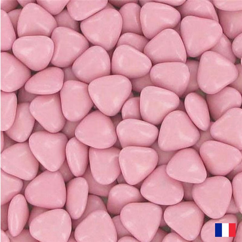 Dragées coeur chocolat Reynaud mélangées rose - 500g