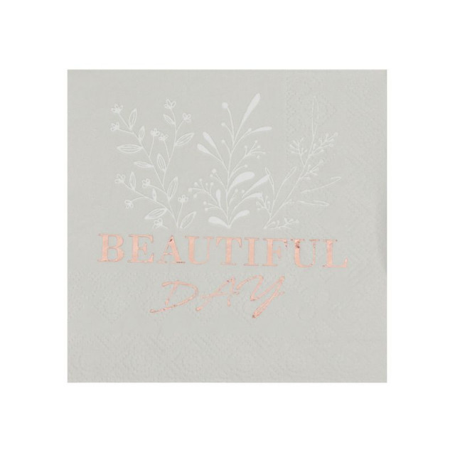 Serviette Beautiful Day lin et rose gold