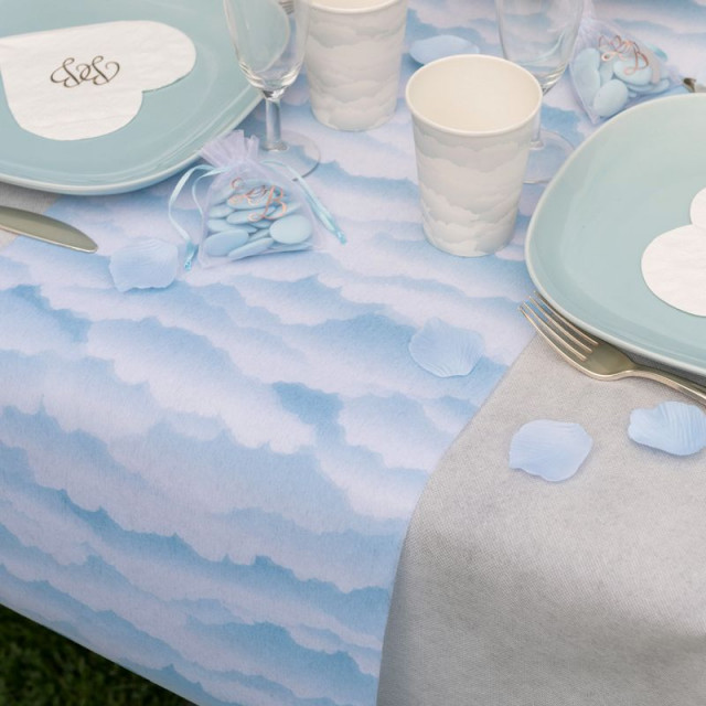 Chemin de table nuage bleu ciel 5m