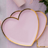 Assiette coeur rose et or