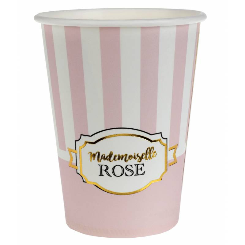 Gobelet rayé rose et blanc Mademoiselle Rose