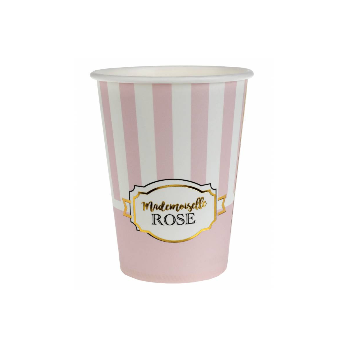 Gobelet rayé rose et blanc Mademoiselle Rose