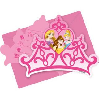 x6 Invitations + enveloppes Princesses Disney