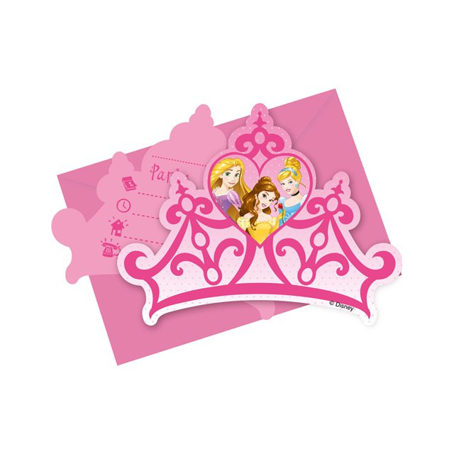 x6 Invitations + enveloppes Princesses Disney