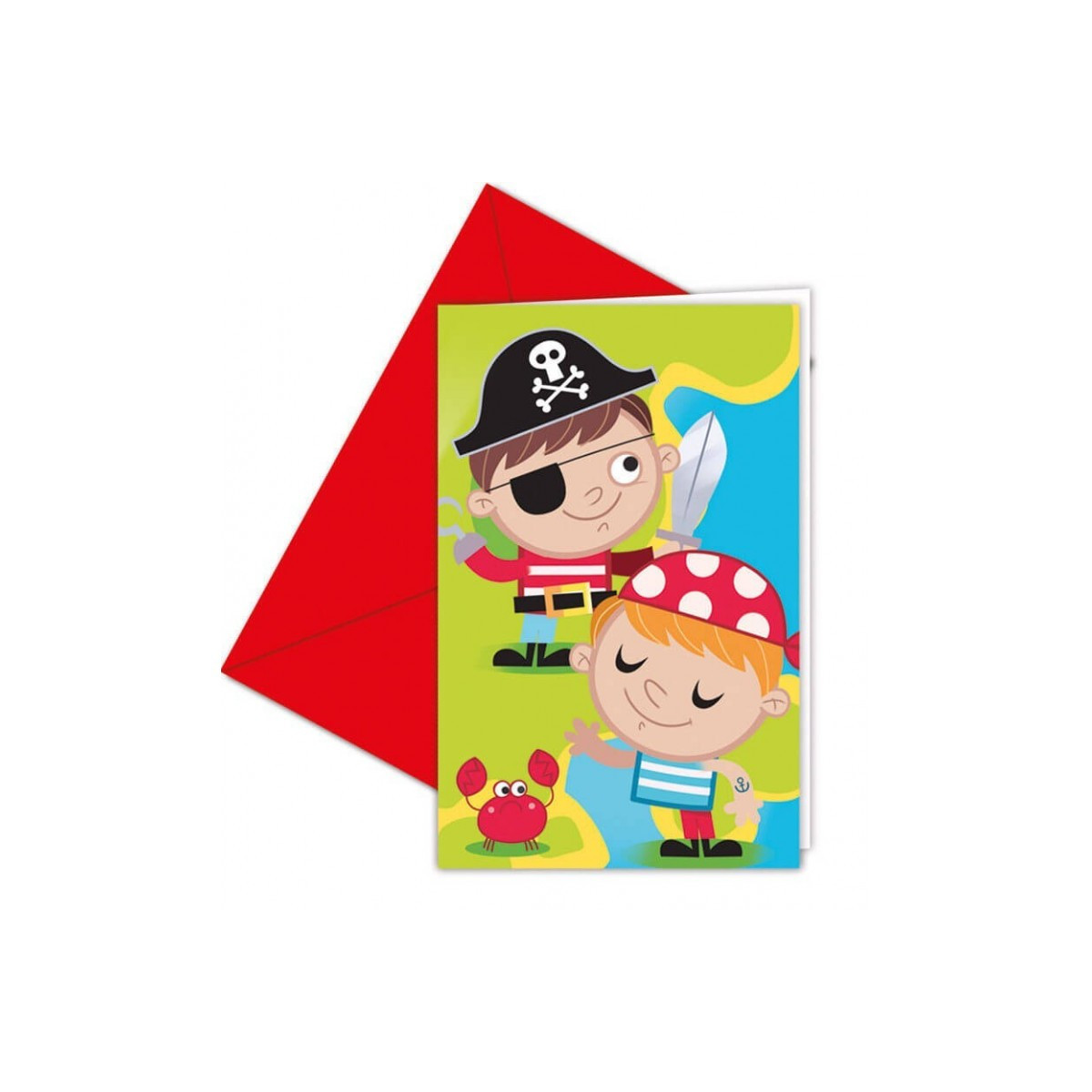 x6 Invitations + enveloppes Pirate