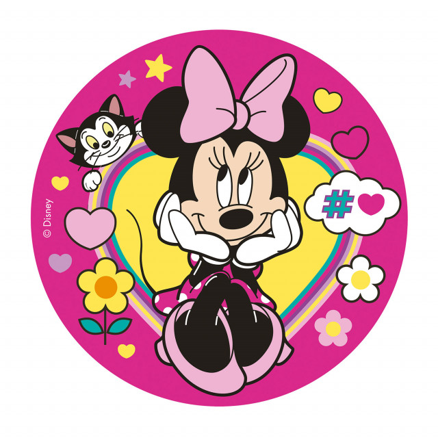 Disque Gateau anniversaire Minnie Fuchsia 20 cm- mes fêtes