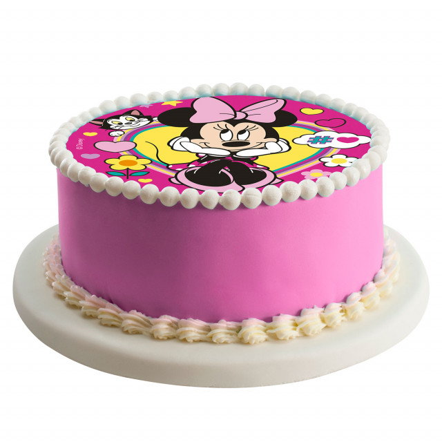 Disque Gateau anniversaire Minnie Fuchsia 20 cm- mes fêtes