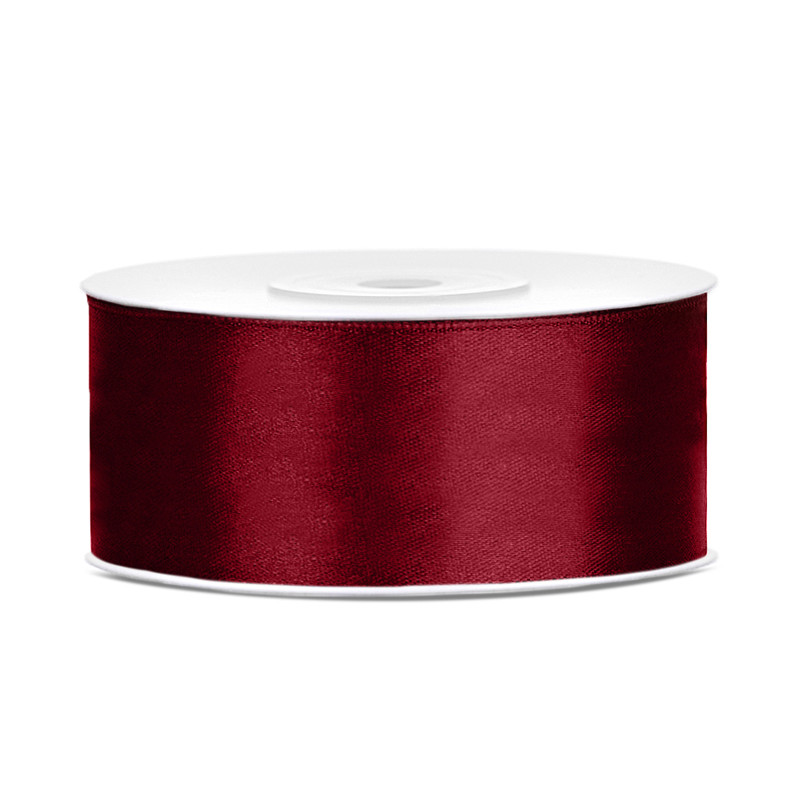 Ruban en satin couleur rouge pourpre 25m x 25mm