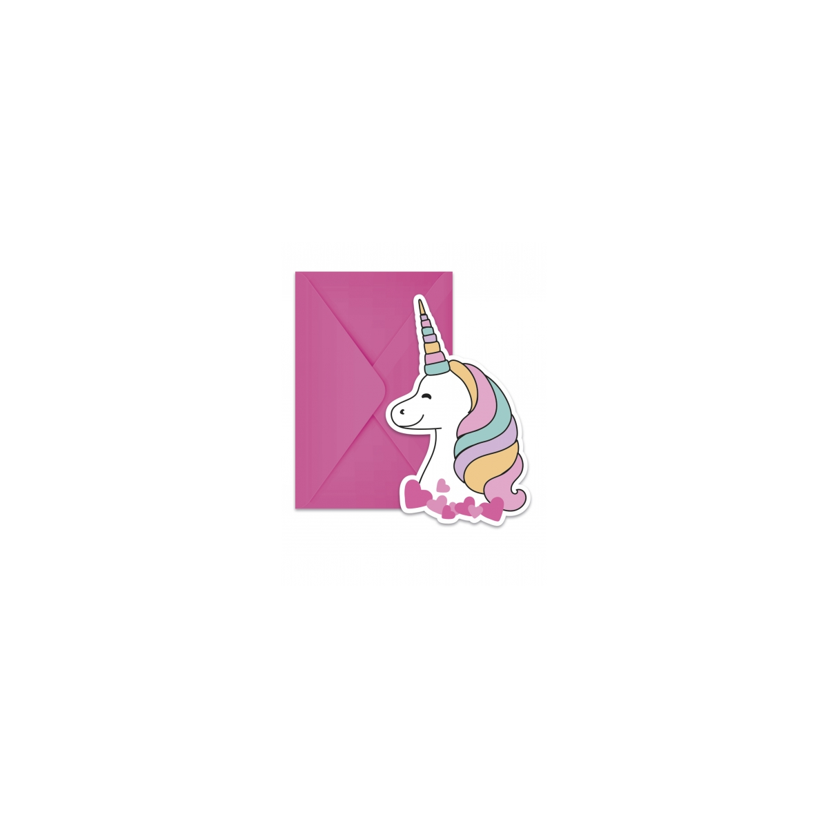 invitations + enveloppes licorne party x6