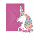 invitations + enveloppes licorne party x6