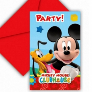 invitations + enveloppes mickey x6