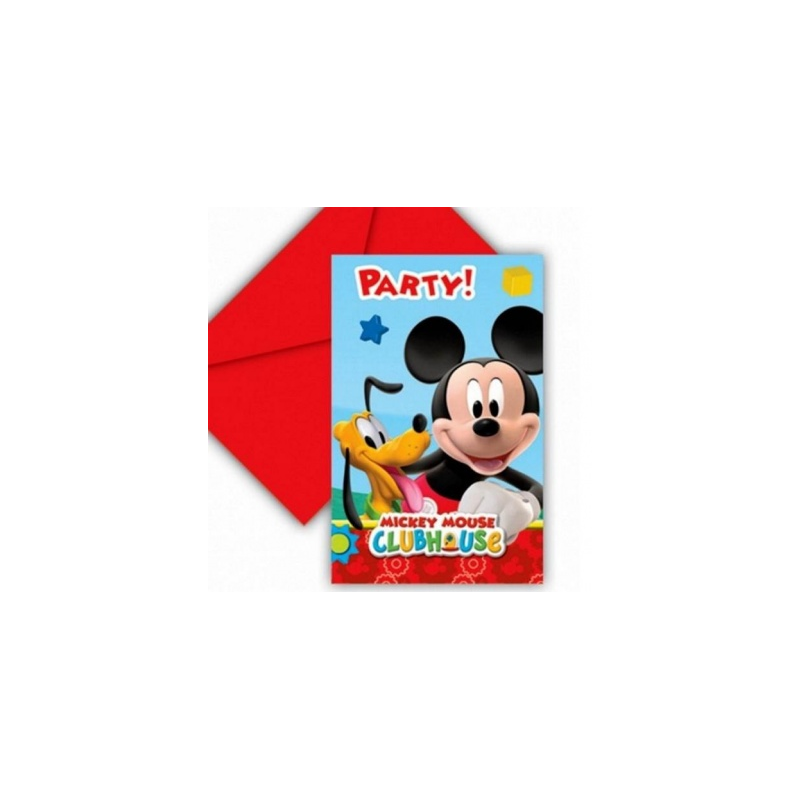 invitations + enveloppes mickey x6