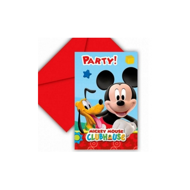 invitations + enveloppes mickey x6