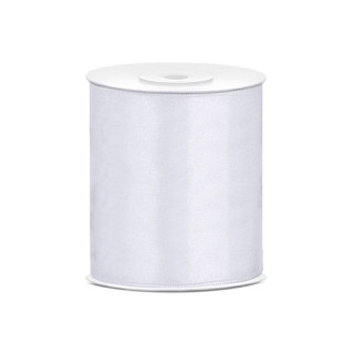 Achat Ruban satin Blanc Grande Largeur 100 mm x 25 mètres - Badaboum