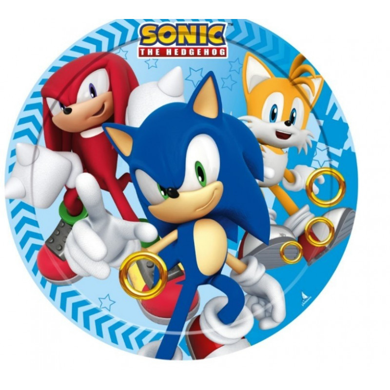 assiettes anniversaire Sonic 18 cm x8
