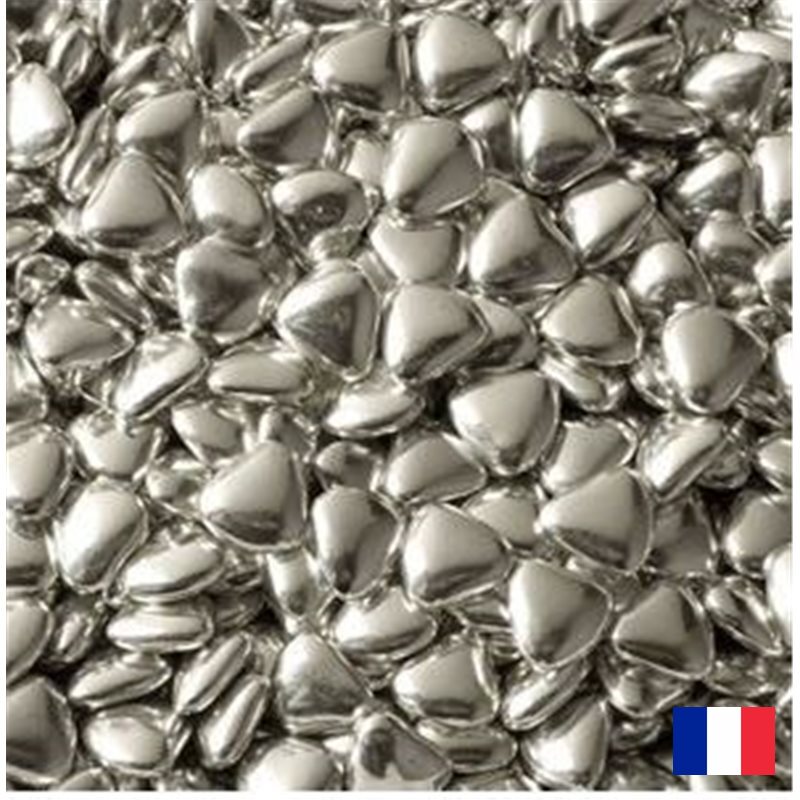 1kg Dragées Coeur Chocolat - Argent