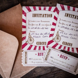 Invitations thème cirque + enveloppes x8