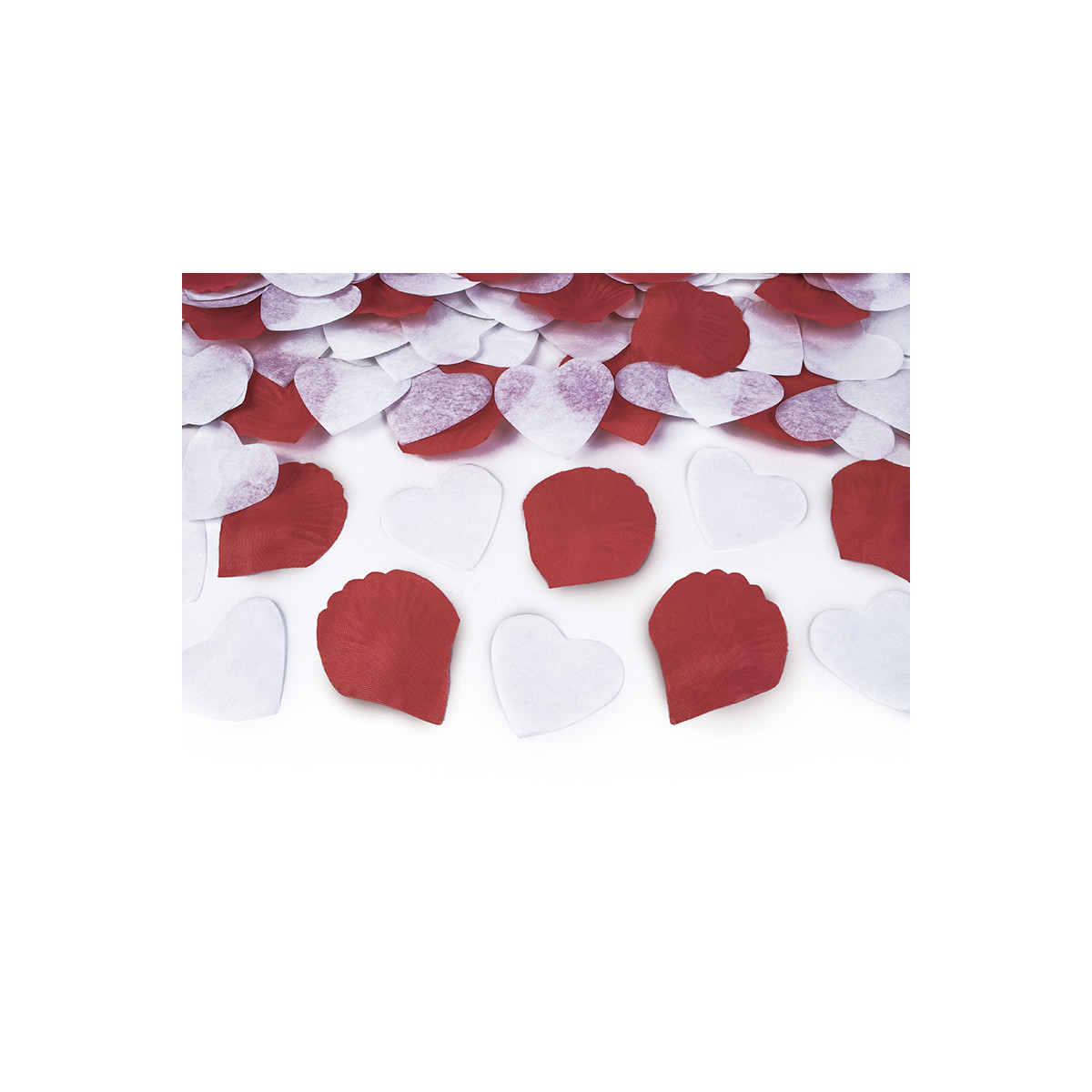 canon à confettis pétales rouge et coeur blanc