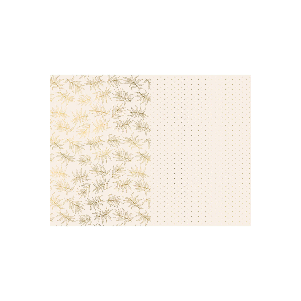 Papier cadeau réversible fonds blanc et doré, fleurs dorées métallisées  0,70 x 25m