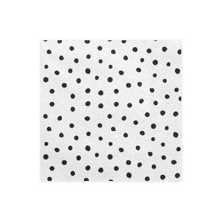 serviettes papier blanches à pois noirs x 20