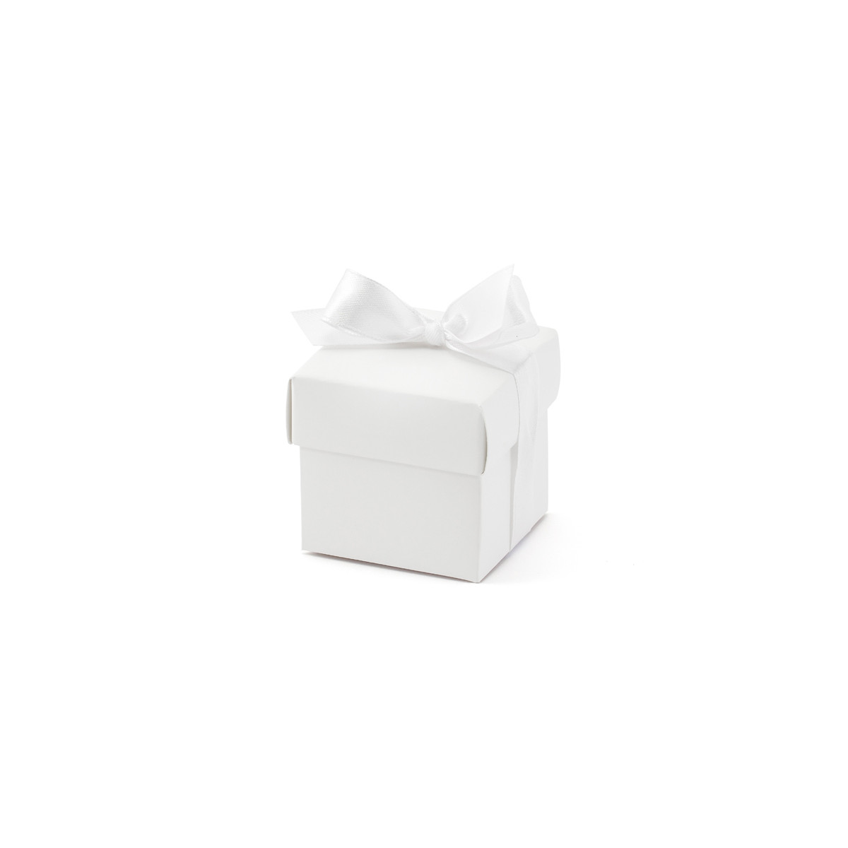 Boîtes à dragées cube blanc avec ruban x 10