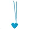 12 Etiquettes Dragees Coeur Ruban Satin Bleu