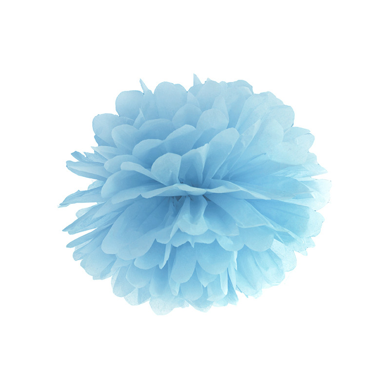 Pompon bleu ciel 35 cm en papier de soie