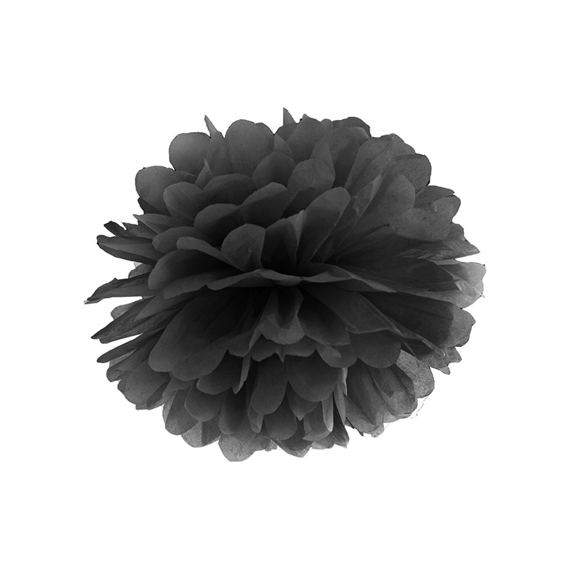 Pompon papier de soie - Gris - 35 cm